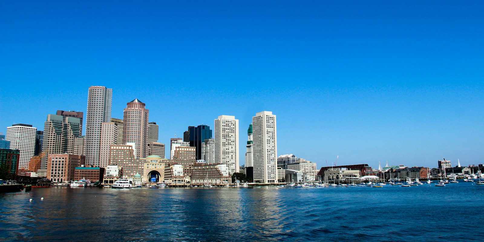 Boston waterfront skyline from the harbor