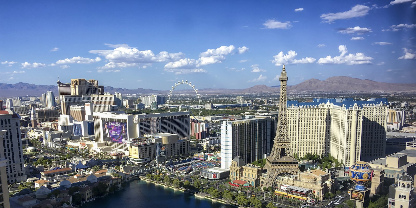 Las Vegas Strip skyline with the mountains behind