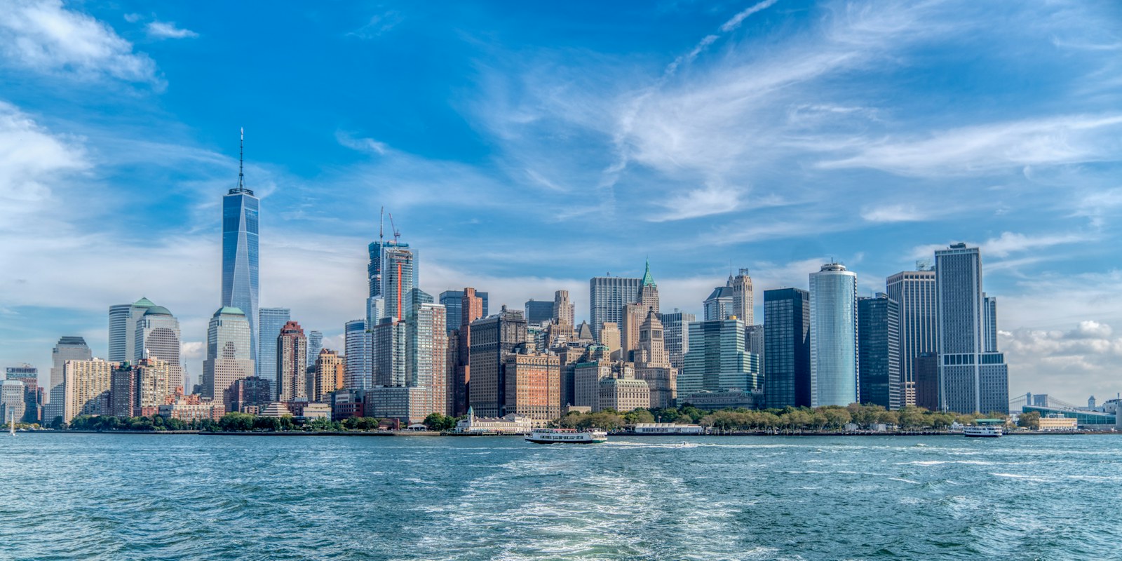 Lower Manhattan skyline across the harbor
